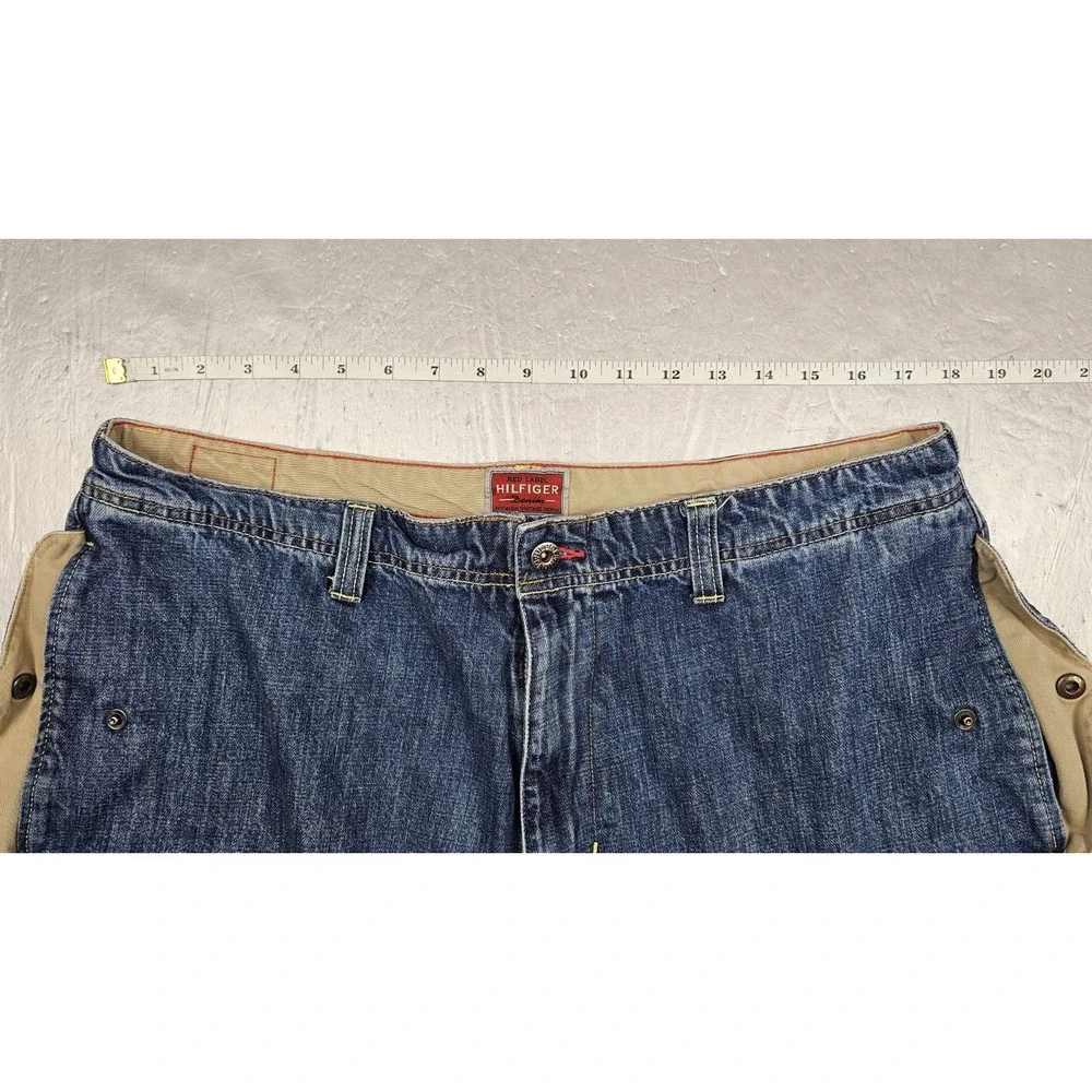 Tommy Hilfiger Jean Shorts Mens 36 Blue Baggy‎ Cargo Distressed Red Label Denim